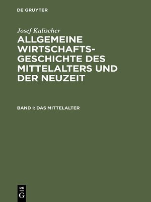 cover image of Allgemeine Wirtschaftsgeschichte des Mittelalters und der Neuzeit